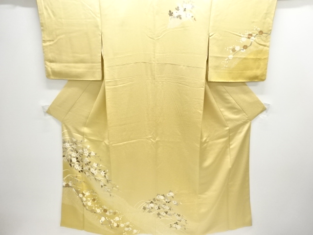 JAPANESE KIMONO / HOMONGI / EMBROIDERY / FLORAL PLANTS